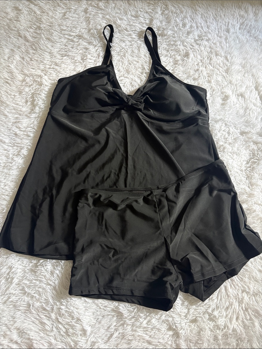 New In Packaging Black Tankini Tie Front 2 Piece Swim Set Size XXXL
